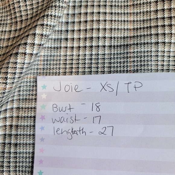 JOIE Plaid Grey Metallic Open Front Blazer - Size XS - Picture 8 of 9